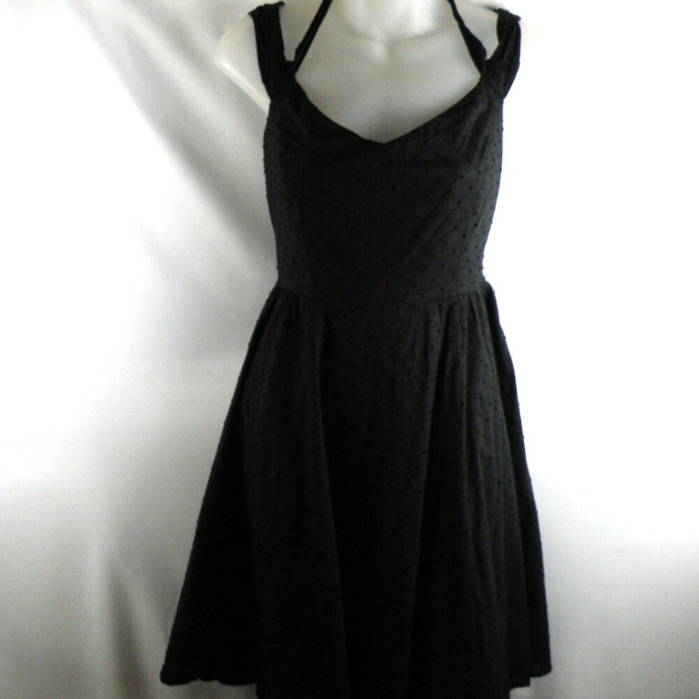 Hell bunny vixen solid black a line Swiss dot dress knee length XL - Picture 2 of 6